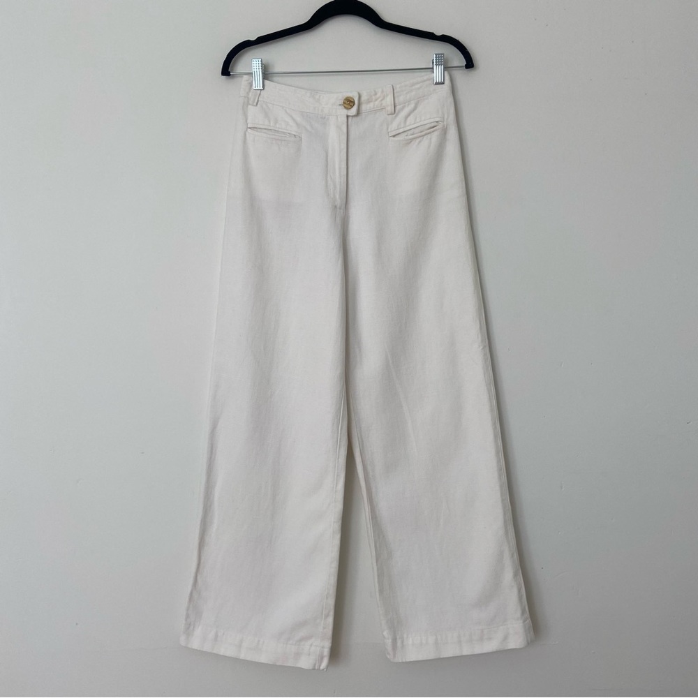 Wide Leg Cream Women's Pants